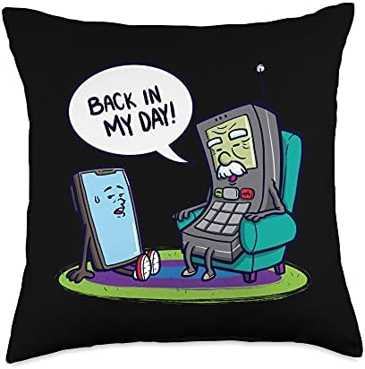 Back In My Day Retro Phone Comic Throw Pillow