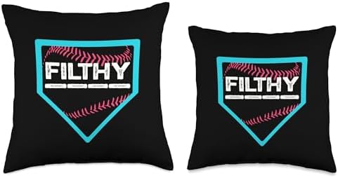 Funny Baseball Pitcher Filthy Home Plate Drip Throw Pillow 1