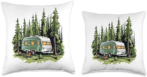 Caravan Camper Van Throw Pillow 16x16 Multicolor 1