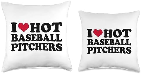 I Love Hot Baseball Pitchers Throw Pillow 18x18 Multicolor