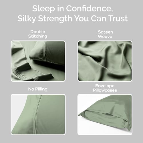 Olive Crate Tencel Eucalyptus Pillowcases - Cooling King Size Set of 2 Moss