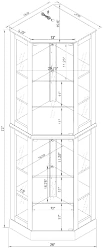 Corner Storage Display Cabinet with 6 Shelves and Lights