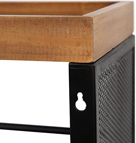 Kate and Laurel Piazza Decorative Storage Cart 18x7x30 Natural Wood and Black