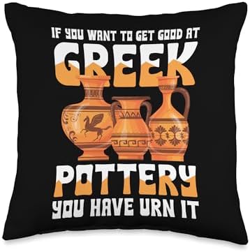 Greek Pottery Throw Pillow Craft 16x16 Multicolor