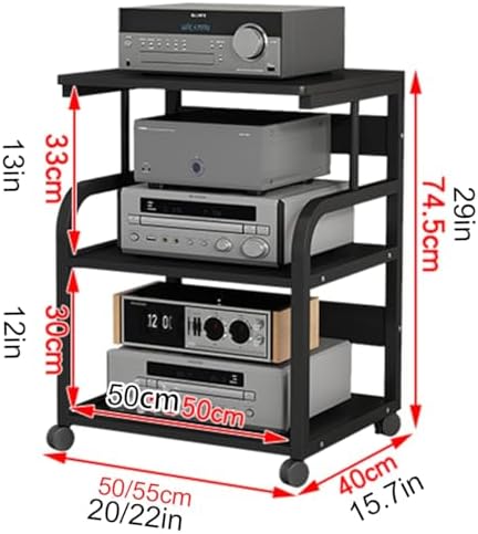 Nordivo Audio Rack Tower With Wheels 4 Tier Media Stand Corner Entertainment Cabinet Red H745cm29-B