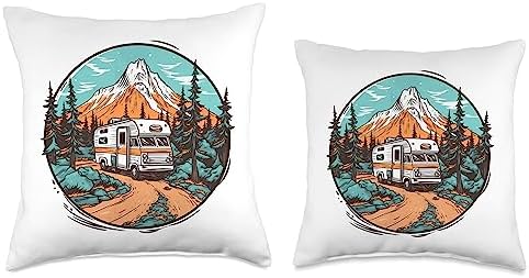 Mountain Throw Pillow for RV Camper Enthusiasts