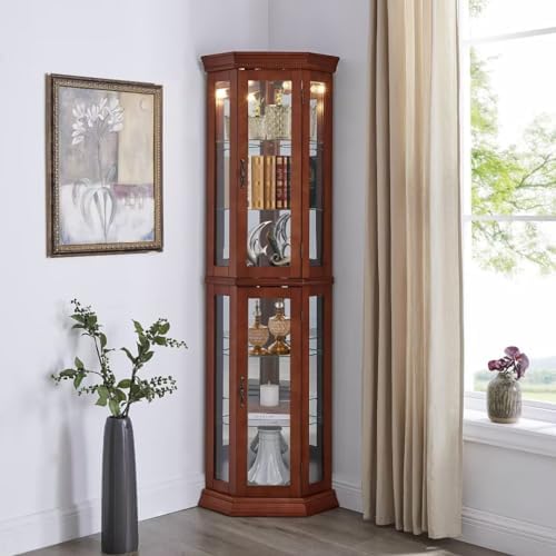 Lighted Curio Cabinet with 6 Adjustable Shelves