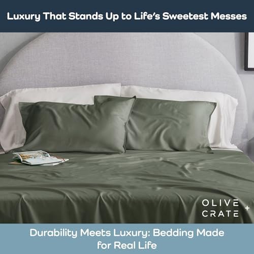 Olive Crate Tencel Eucalyptus Pillowcases - Cooling King Size Set of 2 Moss