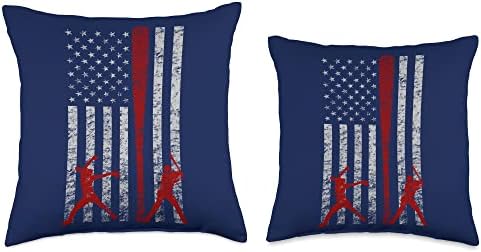 Fast Pitch Softball Grunge American Flag Throw Pillow