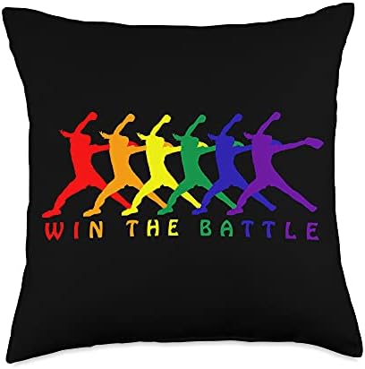 Win the Battle Fast Pitch Softball Pitcher Throw Pillow