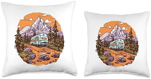 Caravan Camper Van Throw Pillow 16x16 Multicolor