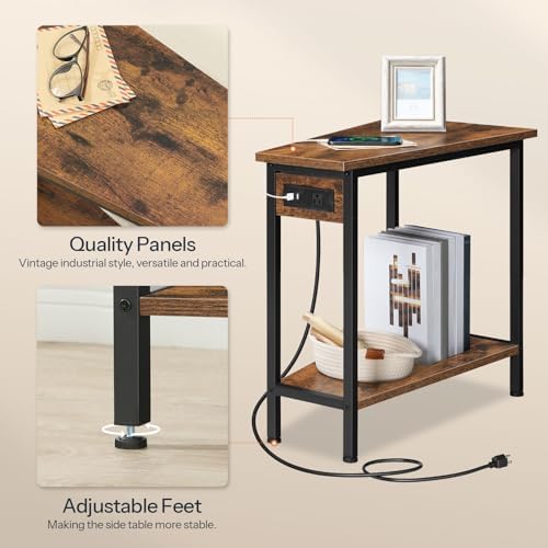 HOOBRO Wedge End Table with Charging Station