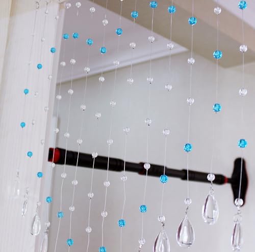 Hanging Crystal Glass Beaded Curtain 25 Strings Light Blue