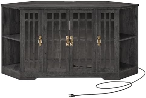 IRONCK Corner TV Stand 60 Inch Charcoal Grey