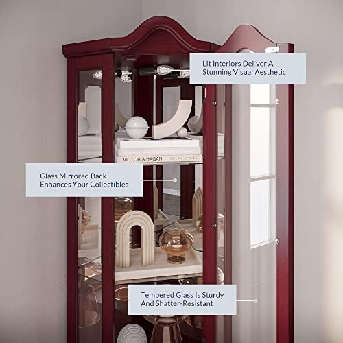 BELLEZE Lighted Curio Cabinet with 5 Shelves
