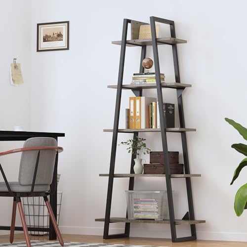 WildVenture 5-Tier A-Shape Bookshelf with Metal Frame