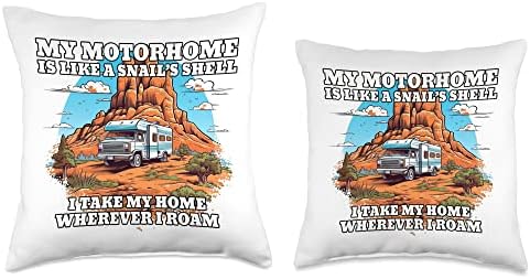 Caravan RV Throw Pillow with Vintage Snail Shell Design