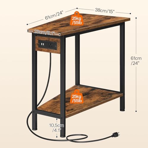 HOOBRO Wedge End Table with Charging Station