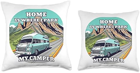 Caravan RV Camper Throw Pillow 16x16 Multicolor 1