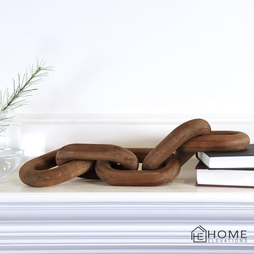 Acacia Wood Chain Link Decor - Brown with Red Undertone