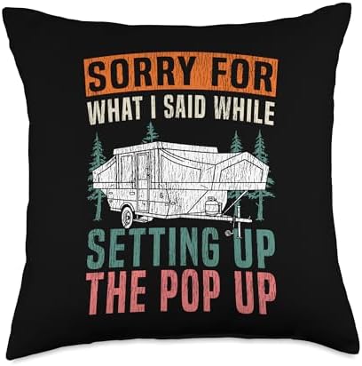 Funny Motorhome Camping Throw Pillow with Retro Design