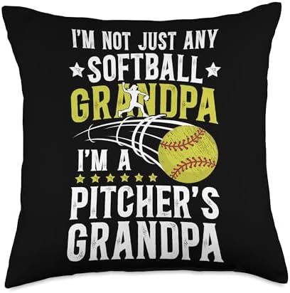 Proud Softball Pitcher Grandpa Throw Pillow