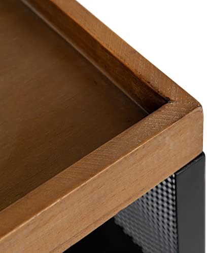 Kate and Laurel Piazza Decorative Storage Cart 18x7x30 Natural Wood and Black