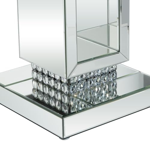 Deco 79 Silver Mirrored Pedestal Table 12x12x28
