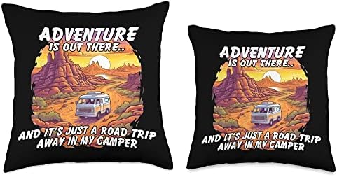 Caravan Mobile Home RV Camper Throw Pillow 16x16 Multicolor 1
