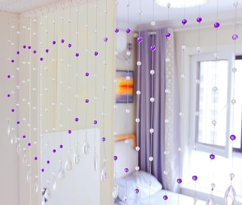 Hanging Crystal Glass Bead Curtain Purple 25 Strings