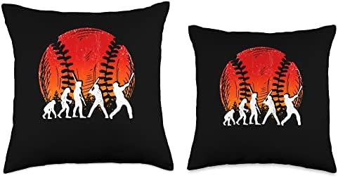 Baseball Player Evolution Catcher Pitcher Throw Pillow