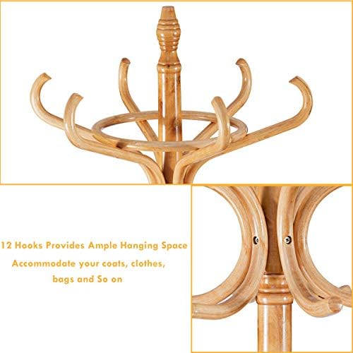 Tangkula 755 Inch Standing Coat Rack with 12 Hooks and Umbrella Stand