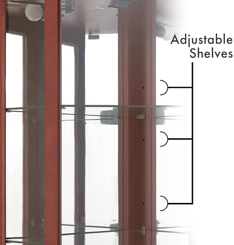 Maximize Storage 6 Shelf Corner Curio Cabinet Cherry