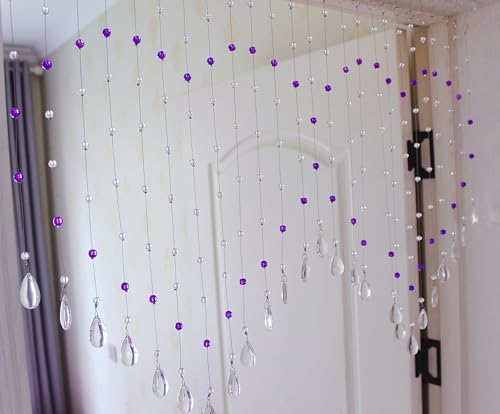 Hanging Crystal Glass Bead Curtain Purple 25 Strings