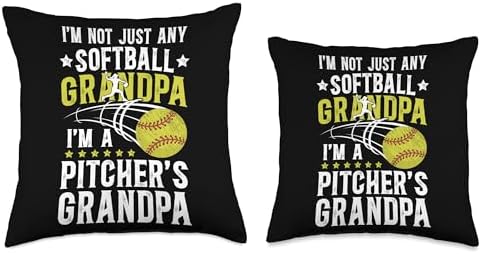 Proud Softball Pitcher Grandpa Throw Pillow