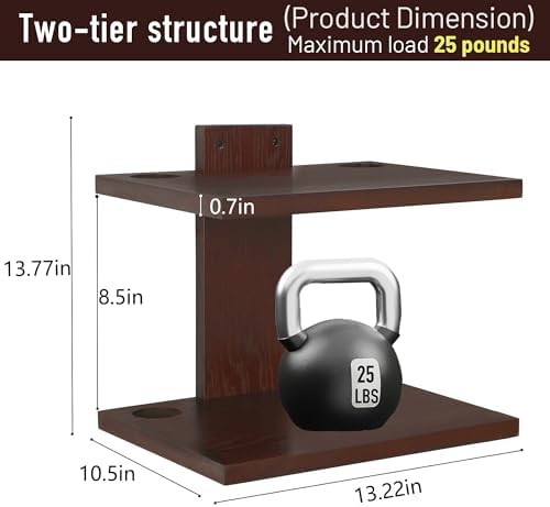 Floating Projector Wall Mount TV Shelf 2 Tiers Walnut
