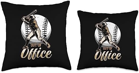 Out Of Office Pitcher Catcher Baseball Throw Pillow