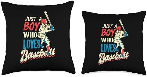 Just Boy Loves Baseball Catcher Pitcher Throw Pillow 18x18