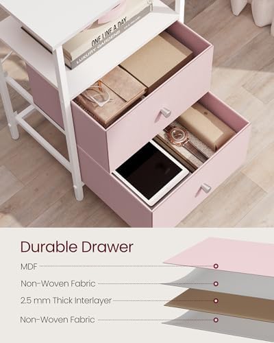 VASAGLE Nightstand with 2 Fabric Drawers and 2 Shelves