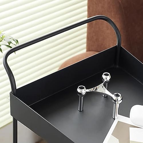 3-Tier Rolling Bar Cart with Metal Frame Black 15Dx9Wx31H