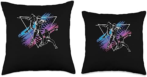 Baseball Team Players Batter Pitcher Catcher Throw Pillow 18x18 Multicolor