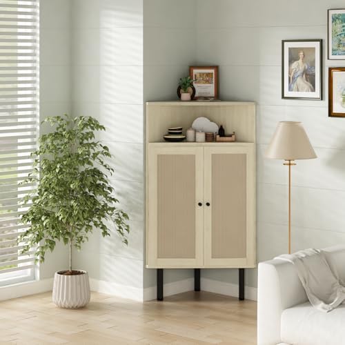 AWQM 4-Tier Corner Cabinet with Shelves and Doors