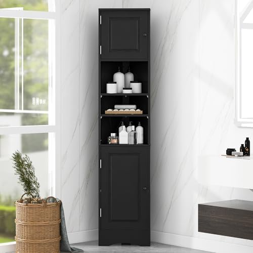 Tall Corner Storage Cabinet with 6 Adjustable Shelves