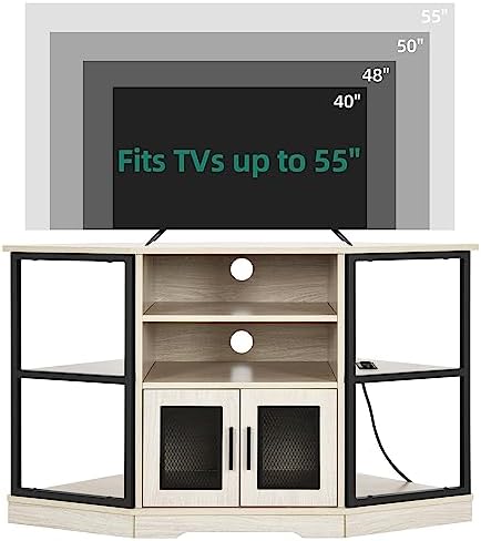 YITAHOME Corner TV Stand for 5550 Inch TVs with Power Outlet