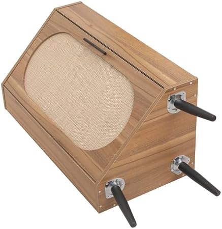 Knocbel Rustic Corner Storage Cabinet with Adjustable Shelves and Rattan Door