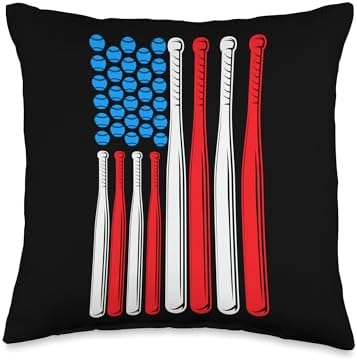 Baseball Pitcher Catching Throw Pillow with USA Flag