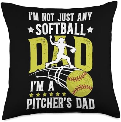Funny Softball Pitcher Dad Fathers Day Throw Pillow