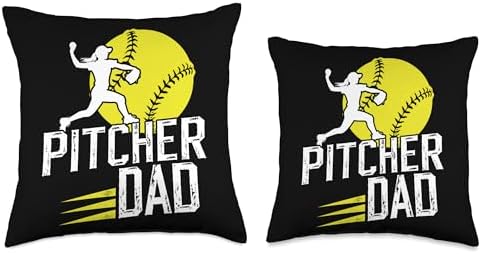 Softball Pitcher Dad Fathers Day Throw Pillow