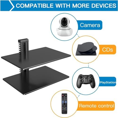 PERLESMITH Floating AV Shelf Double Wall Mount