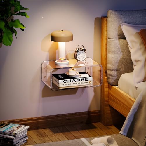 Acrylic Floating Nightstand with Clear Design Small Size